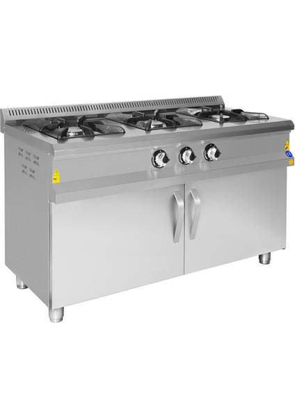 Karacasan Endüstriyel 140X60 cm Doğalgazlı 3 Lü Dolaplı Kuzine Ocak