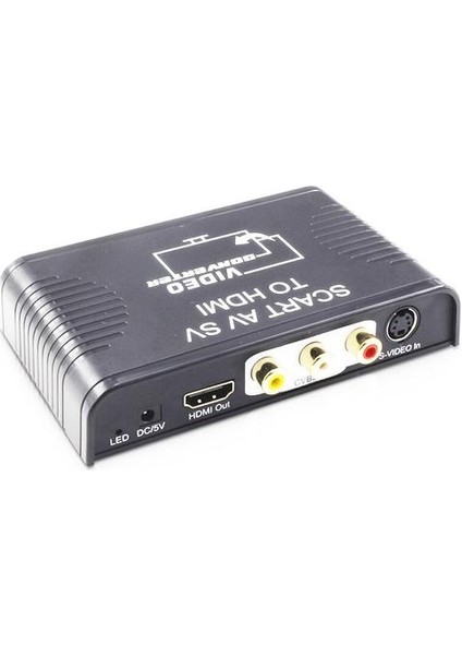 Hdmatters S Video Kompozit Av Scart HDMI Uyumlu Dönüştürücü Switcher S Video + Rca + Scart, HDMI Uyumlu Out | Adaptör Video Dönüştürücü | Adaptör 15VADAPTER Güvenliği