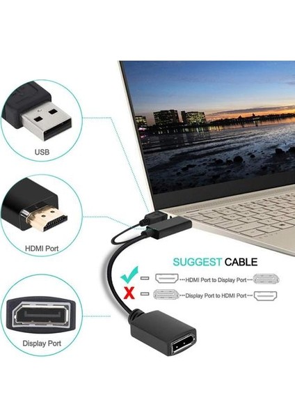 4K USB Powered HDMI Uyumlu Erkek Dp Ekran Bağlantı Noktası Kadın Dönüştürücü Adaptörü Cihazları | HDMI Kabloları