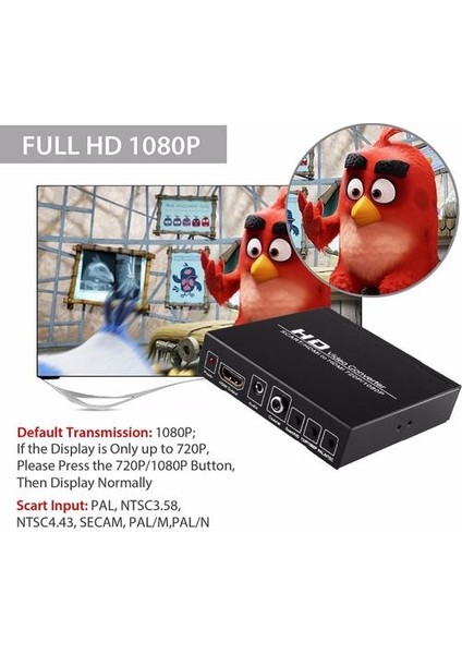 Scart HDMI HDMI Dönüştürücü Tam Hd 1080 P Dijital Yüksek Çözünürlüklü Video Konverter Ab / Abd Güç Fiş Adaptörü Hdtv Hd | HDMI Kabloları