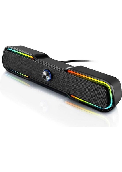 Pc Hoparlörler Bilgisayar Oyun Hoparlörler Kutuları USB Küçük Soundbar Rgb LED Aydınlatma Stereo Hoparlör Sistemi Laptop Masaüstü Smartphone Dizüstü Tv (Siyah) Için Kablolu Hoparlör (Siyah)