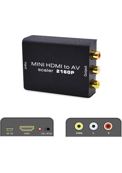 Tjtak 4K Hd Av Adaptörü Hd Video Converter Hd Rca Av / Cvsb L / R Video 480 P 720 P 1080 P 2160 P Destek Ntsc Pal HDMI2AV |