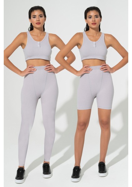 For You Moda 3'lü Fitilli Activewear Set S27248