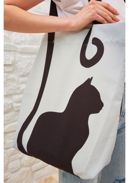 Kedi Desenli Bez Çanta modelleri