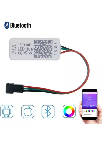 Adreslenebilir (Magic) LED 5 Metre + Telefon Uyg. Kontrol Paneli + 12 Volt 8.5A Tak Çalıştır modelleri