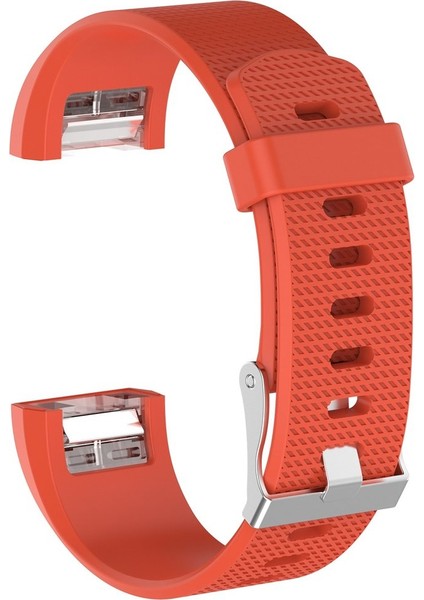 Fitbit Charge 2 Için Silikon Kordon Kayış Koyu Kırmızı (L)