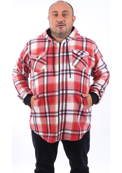 Büyük Beden Kapüşonlu Sweat Çift Cep 22204-BORDO