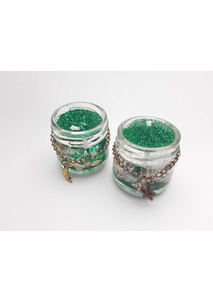 24 Kasım Öğretmenler Gününe Özel Hediyelik Zümrüt Yeşili Renkte Çiftli Kavanoz Mum modelleri