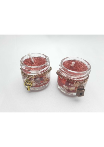 24 Kasım Öğretmenler Gününe Özel Hediyelik Yakut Kırmızısı Renkte Çiftli Kavanoz Mum modelleri