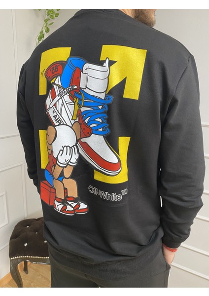 Siyah Baskılı Sweatshirt