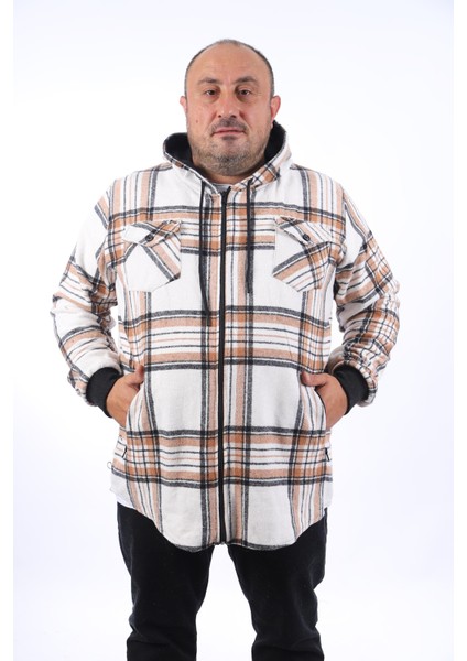 Büyük Beden Kapüşonlu Sweat Çıft Cep 22205-KAHVERENGİ