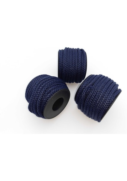 Lacivert Renkte 6 mm Polyester Eşofman Kapşon Bağ Ipi 30 Mt)