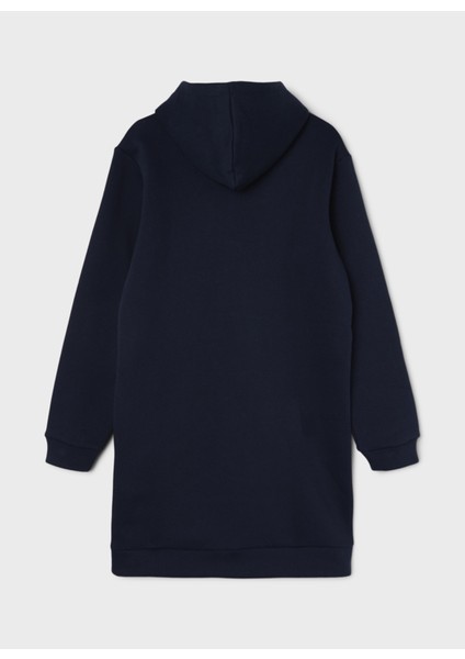 Düz Lacivert Kız Çocuk Elbise Nlfopal Ls Sweat Dress W Hood