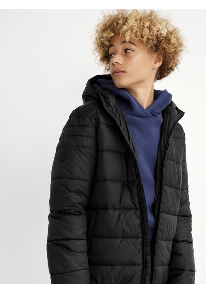 Düz Siyah Erkek Çocuk Yelek Nlmmıke Puffer Jacket