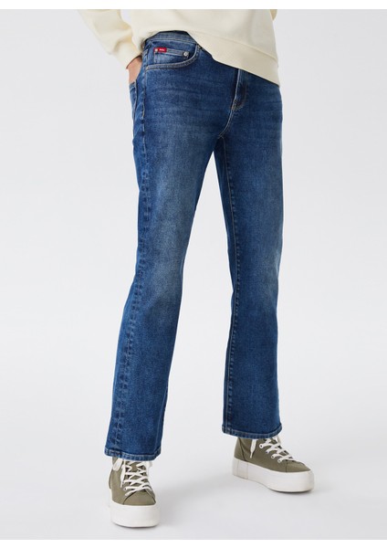 Yüksek Bel Ispanyol Paça Rahat Kadın Denim Pantolon 231 Lcf 121008 Melında Causa Blue fiyatları