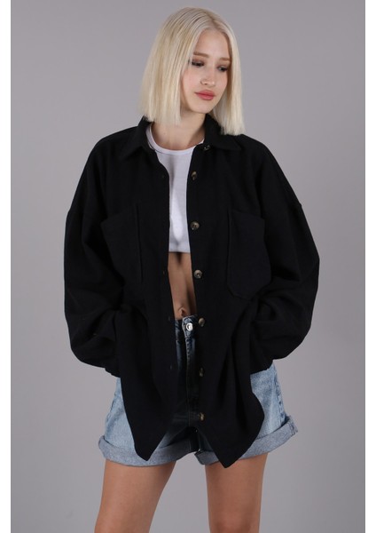 Siyah Oversize Gömlek Ceket MG1562