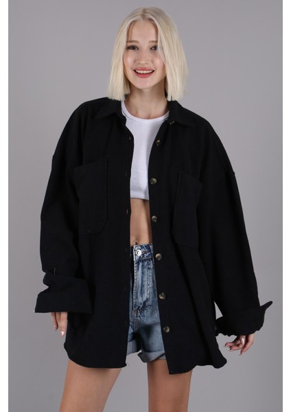 Siyah Oversize Gömlek Ceket MG1562