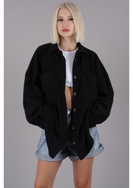 Siyah Oversize Gömlek Ceket MG1562