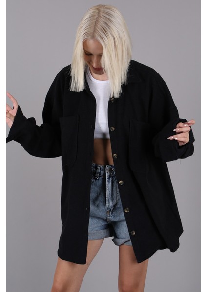 Siyah Oversize Gömlek Ceket MG1562