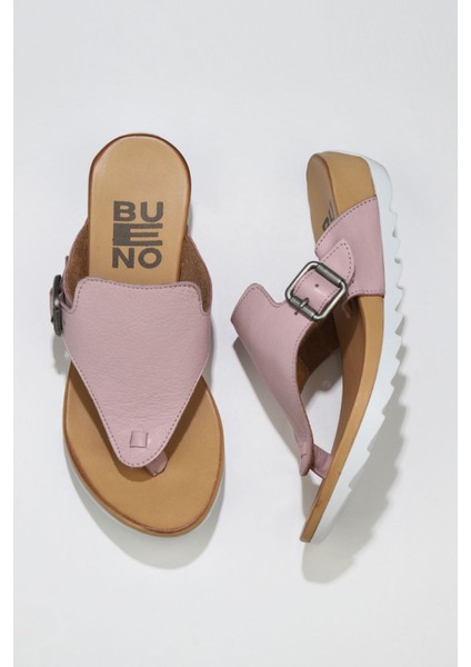 Pembe Deri Kadın Düz Terlik