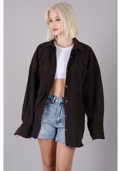 Kahverengi Oversize Gömlek Ceket MG1562