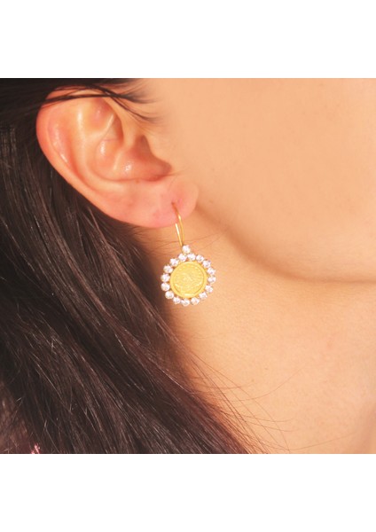 Taş Çerçeveli Tuğra Desen Küpe