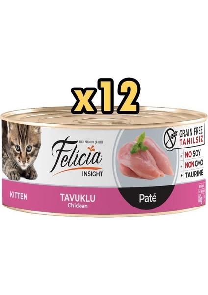 Tahılsız Tavuklu Kıyılmış Yavru Kedi Konservesi 85 gr x 12 Adet