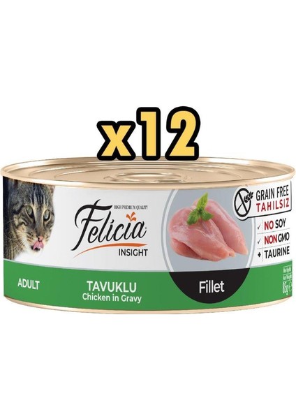 Tahılsız Tavuklu Fileto Yaş Kedi Konservesi 85 gr x 12 Adet