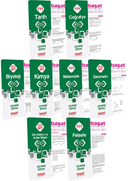 Başat TYT Tarih-Coğrafya-Biyoloji-Kimya-Matematik-Geometri-Din-Felsefe Yaprak Test Seti