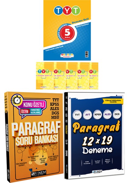 2023 Deneme Dükkanı TYT 5li Deneme + Panem Paragraf Soru BANKASI-12X19 Deneme