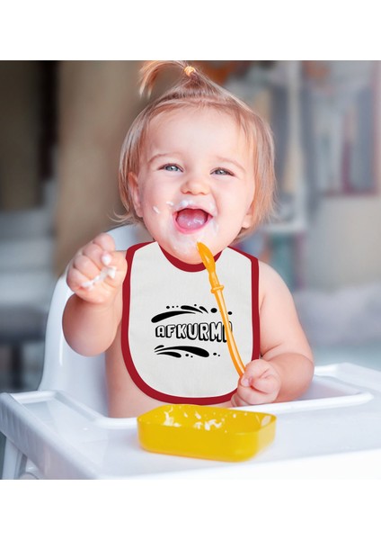 Kids Afkurma Tasarımlı Kırmızı Bebek Mama Önlüğü-1 fiyatları