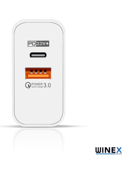 65W Usba PD33W Quick Charger 3.0 Type-C To Lightning 1m Kablolu Hızlı Şarj Aleti Set