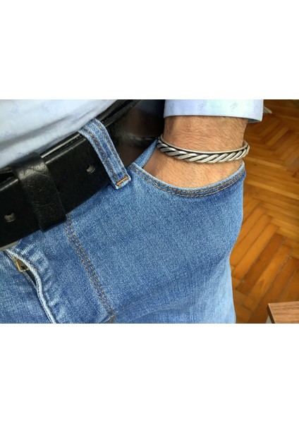 Antik Gümüş Kaplama Kadın & Erkek Ayarlanabilir Kelepce Bileklik