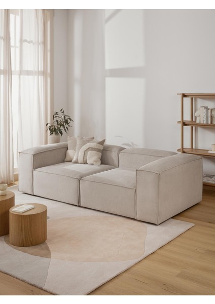 Mode Soft Ikili Kanepe Koltuk 2 Modül 05 Bej Keten Kumaş İşbir Sünger (Dairenize Teslim)