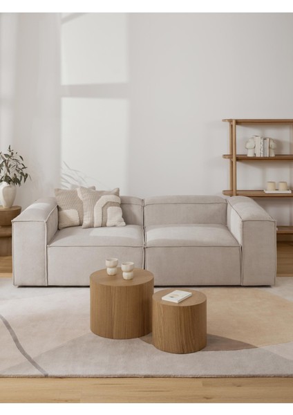 Mode Soft Ikili Kanepe Koltuk 2 Modül 05 Bej Keten Kumaş İşbir Sünger (Dairenize Teslim)