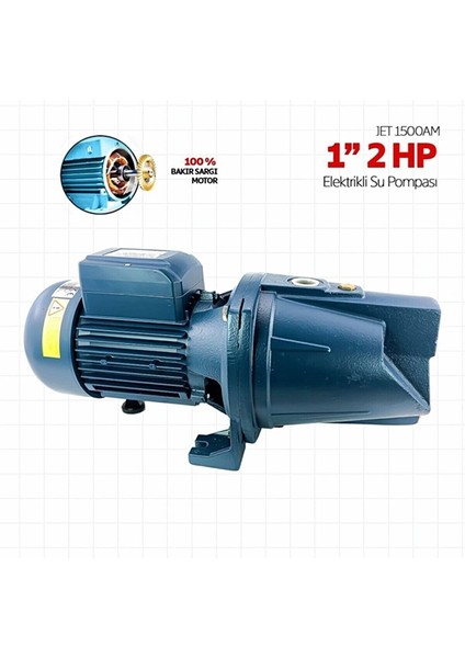 Schutzenger JET1500AH 2hp Bakır Sargılı 1" 62 Metre Dik Basar Jet Pompa