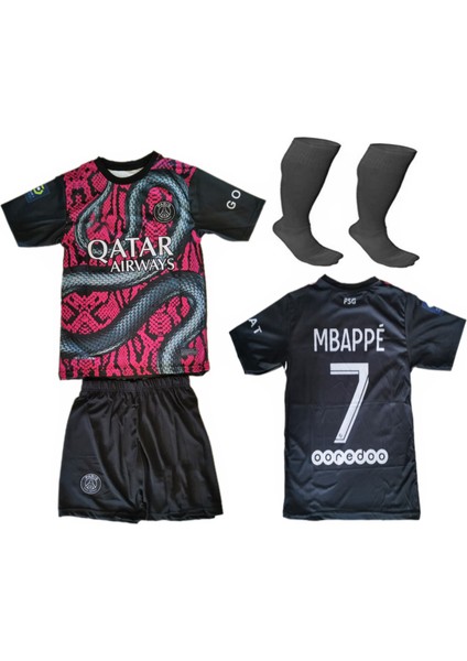 Çocuk Psg Mbappe Forma + Şort + Çorap 3lü Set