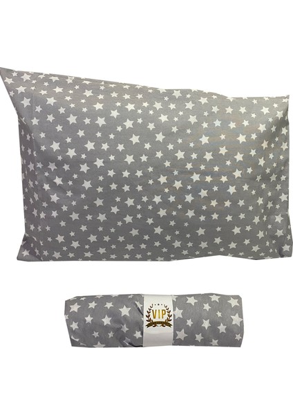 Tek Kişilik Lastikli Çarşaf ve 1 Adet Yastık Kılıfı 100 x 200 cm Gri Yıldız