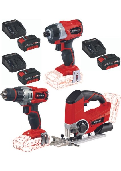 Te-Cı 18 Bl Vidalama Te-Cd 18/2 Matkap Te-Js 18 Dekupaj 3X4.0AH Akülü Set