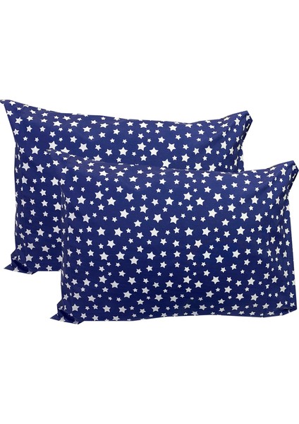 Yastık Kılıfı Ranforce 2'li Vip Pamuklu 50 x 70 cm Lacivert Yıldız