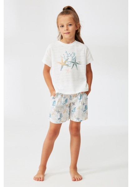 G333 Kız Çocuk Şortlu Pijama Takımı
