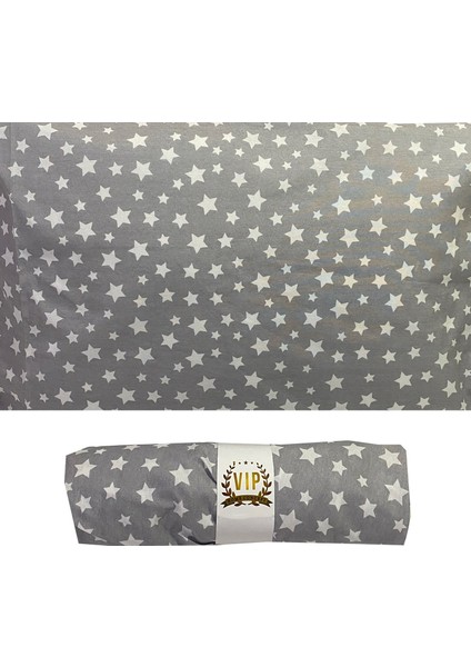 Tek Kişilik Lastikli Çarşaf Ranforce Vip Çarşaf 100 x 200 cm Gri Yıldız