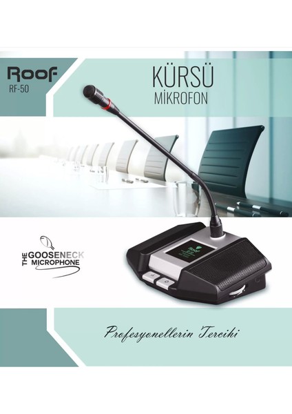 Rf-50 Dinamik Kürsü Mikrofonu, Hoparlörlü, Işıklı, Ekranlı