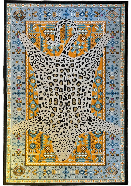 Mira 890 Sarı Çok Renkli Vintage Görünüm Leopar Halı