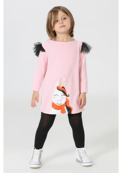Süslü Unicorn Pembe Tüllü Elbise