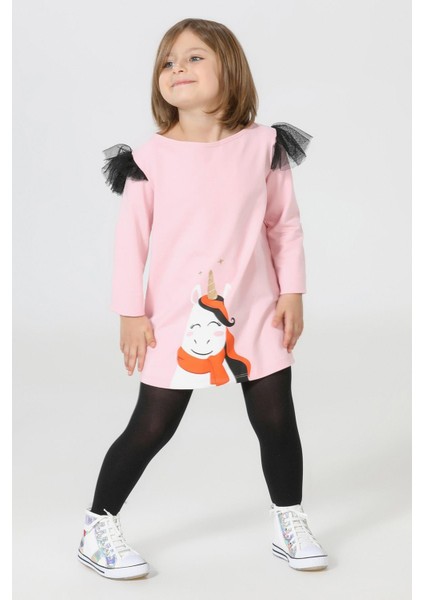Süslü Unicorn Pembe Tüllü Elbise
