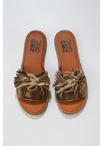 Bronz Parlak Deri Kadın Düz Terlik