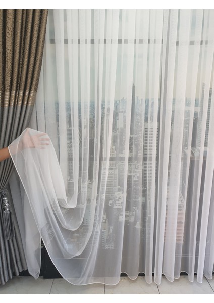 Lüks Keten Titi Tül Perde Kırık Beyaz Rengi Sık Pile 1e 3 Sıklığı .en 260 , Boy 280 fiyatları