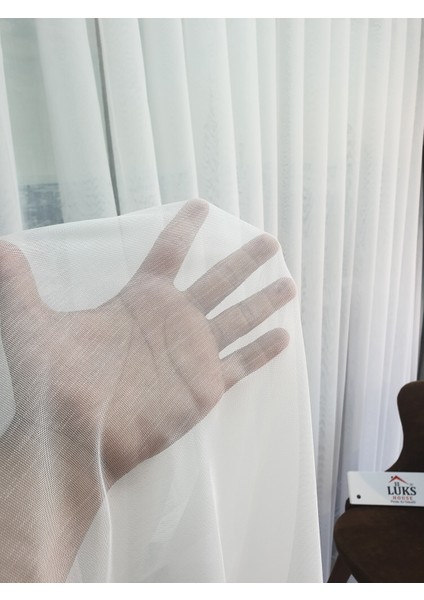 Lüks Keten Titi Tül Perde Kırık Beyaz Rengi Sık Pile 1e 3 Sıklığı .en 280 , Boy 265
