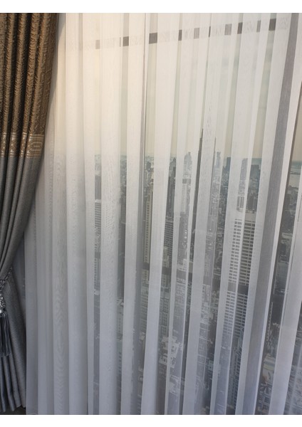 Lüks Keten Titi Tül Perde Kırık Beyaz Rengi Sık Pile 1e 3 Sıklığı .en 280 , Boy 265 fırsatları